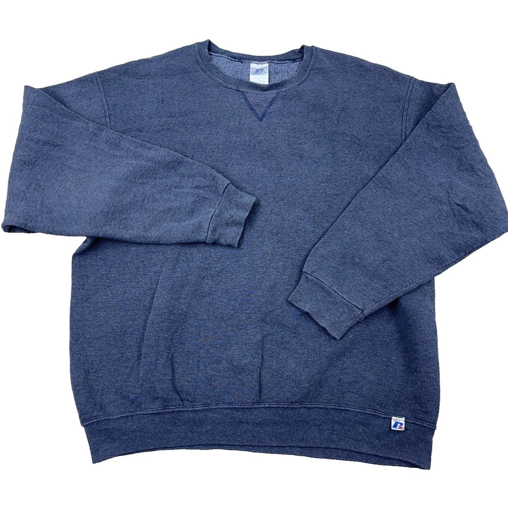 Vintage Y2K Russell Sweatshirt Men XL Navy Blue Crewneck Sweater Blank Adult